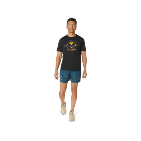 T-Shirt Running ASICS Homme FUJITRAIL LOGO SS TOP Noir / Orange PE 2024