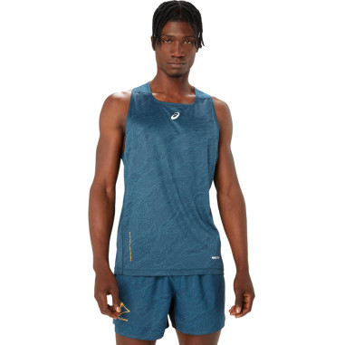 Débardeur Running ASICS Homme FUJITRAIL SINGLET Bleu PE 2024
