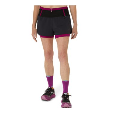 Short Running ASICS Femme FUJITRAIL 2-N-1 Noir / Violet PE 2024