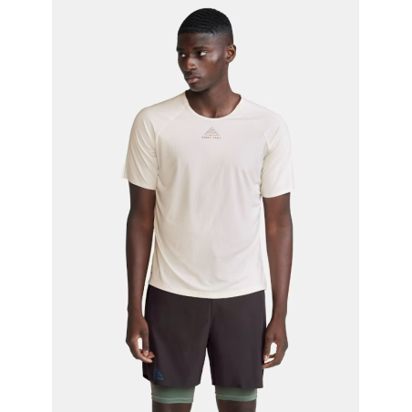 T-Shirt Running Homme CRAFT PRO TRAIL Ecru / Marron PE 2024