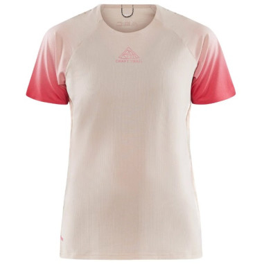 T-Shirt Running Femme CRAFT POR TRAIL SS TEE Ecru / Rose PE 2023 
