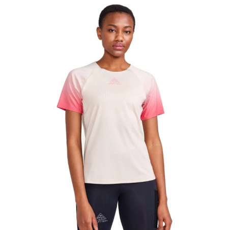 T-Shirt Running Femme CRAFT PRO TRAIL SS Ecru / Rose PE 2023 
