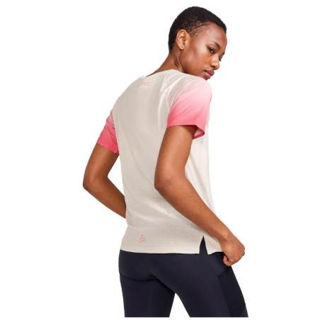 T-Shirt Running Femme CRAFT POR TRAIL SS TEE Ecru / Rose PE 2023