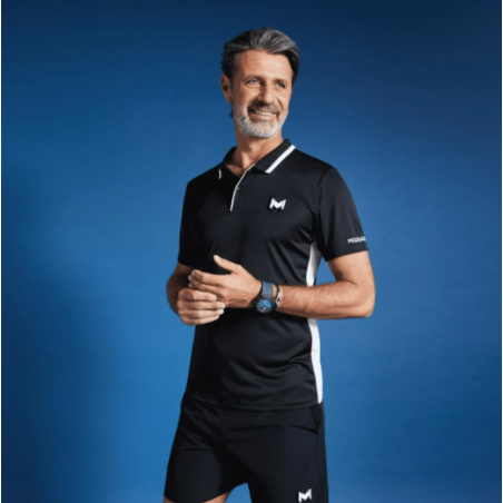 Polo MOURATOGLOU Homme MATCH Noir / Blanc PE 2024