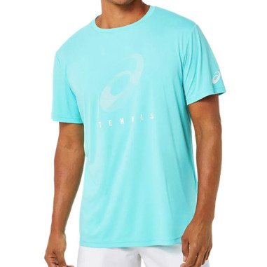 T-Shirt ASICS Homme COURT M SPIRAL TEE Turquoise PE 2022