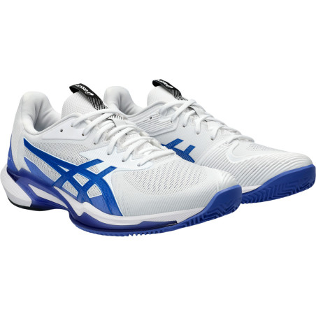 Chaussures ASICS Homme SOLUTION SPEED FF 3 Terre Battue Blanc / Bleu PE 2024