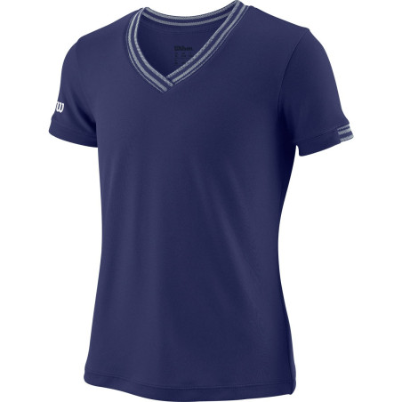 T-Shirt WILSON Junior Fille G TEAM V-Neck Bleu 2019
