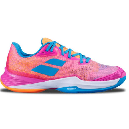 Chaussures BABOLAT Femme JET MACH 3 Clay Rose / Ornage / Bleu 2021