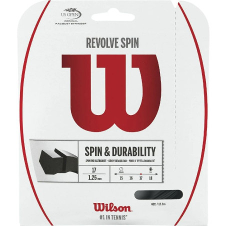 Cordage WILSON REVOLVE SPIN Noir 17 / 1.25mm (12m)