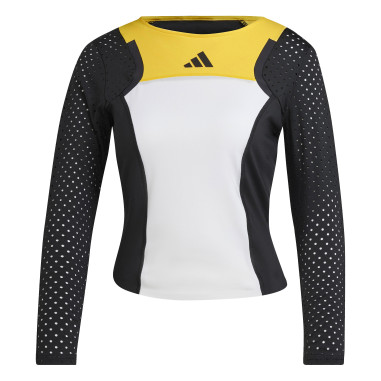 T-Shirt ADIDAS Femme Manches Longues 3/4 SL PRO PARIS Jaune / Blanc PE 2024