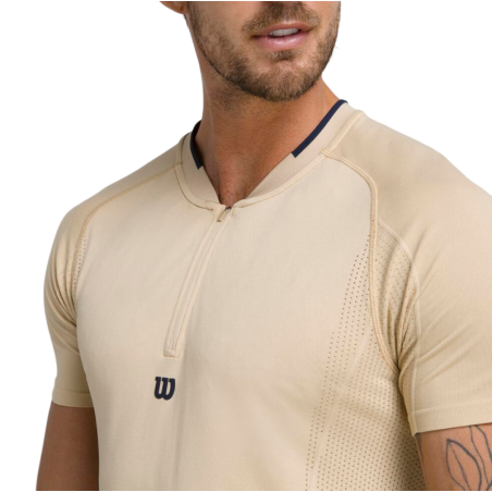 T-Shirt WILSON Homme 1/2 Zip PLAYERS SEAMLESS Beige PE 2024
