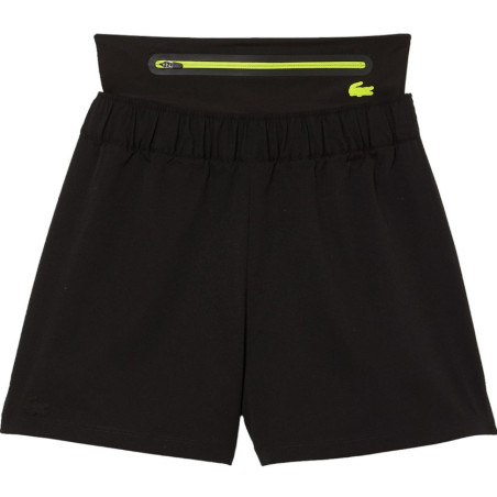 Short LACOSTE Sport Femme Noir / Jaune Fluo PE 2022
