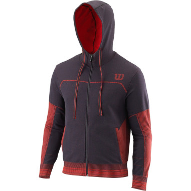 Veste à capuche WILSON Homme Zippée RUSH PRO Noir / Rouge AH 2022 