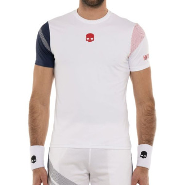 T-Shirt HYDROGEN Homme SPORT STRIPES TECH  Blanc / Bleu / Rouge 2024