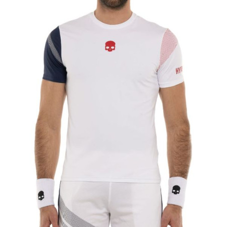 T-Shirt HYDROGEN Homme SPORT STRIPES TECH  Blanc / Bleu / Rouge 2024