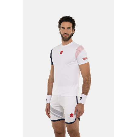 T-Shirt HYDROGEN Homme SPORT STRIPES TECH  Blanc / Bleu / Rouge 2024