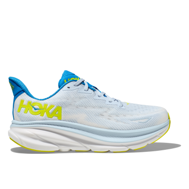 Chaussures Running HOKA Homme CLIFTON 9 Blanc / Bleu / Jaune AH 2023