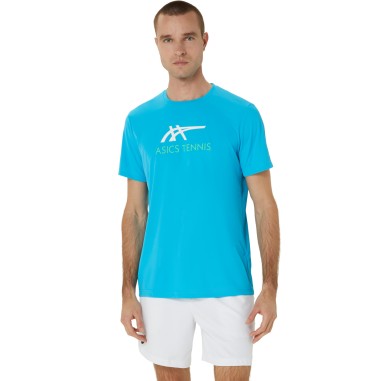 T-Shirts ASICS Homme MEN COURT GRAPHIC Bleu / Blanc / Vert AH 2024