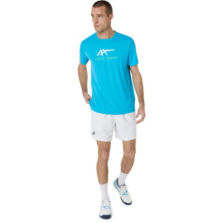 T-Shirts ASICS Homme MEN COURT GRAPHIC Bleu / Blanc / Vert AH 2024