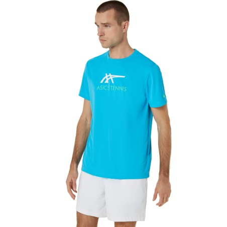 T-Shirts ASICS Homme MEN COURT GRAPHIC Bleu / Blanc / Vert AH 2024