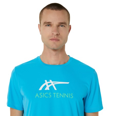 T-Shirts ASICS Homme MEN COURT GRAPHIC Bleu / Blanc / Vert AH 2024
