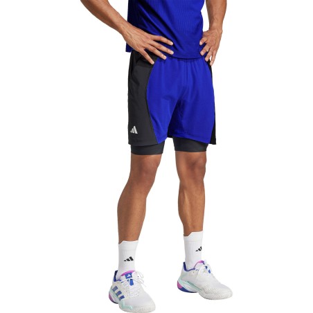 Short ADIDAS Homme 2N1 ATHLETE NEW YORK Noir / Bleu AH 2024