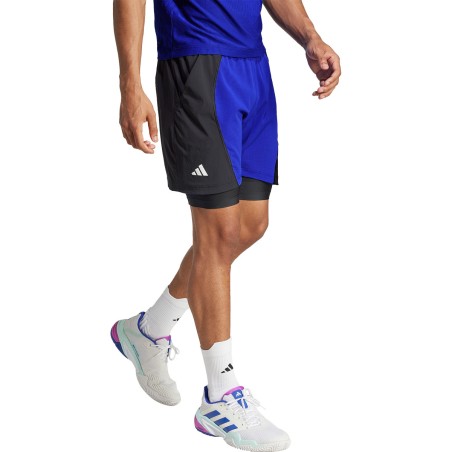 Short ADIDAS Homme 2N1 ATHLETE NEW YORK Noir / Bleu AH 2024