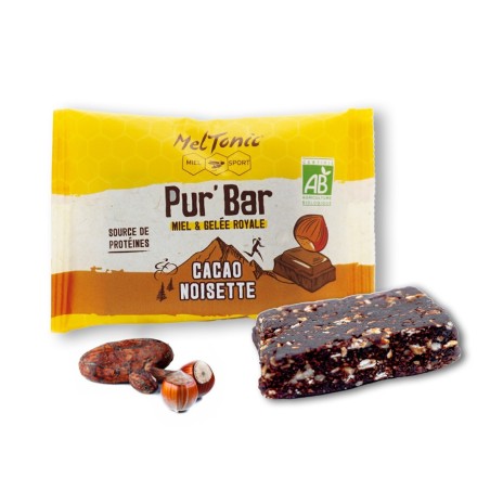 Barre PUR BAR MELTONIC Cacao / Noisette / Miel et Gelée Royale 50 gr 2023