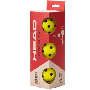 Tube de 3 balles Pickleball HEAD CHAMPIONSHIP 40 Outdoor