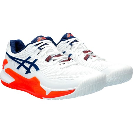 Chaussures ASICS Homme GEL-RESOLUTION 9 Toutes Surfaces Blanc / Orange PE 2024