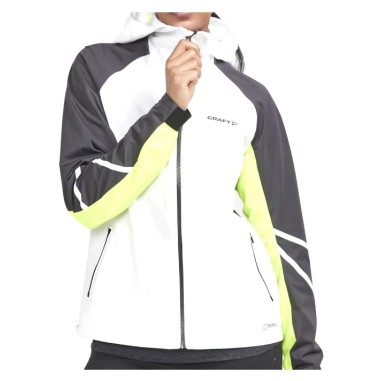 Veste à capuche Running Femme CRAFT PRO HYDRO LUMEN Blanc / Gris / Fluo AH 2023