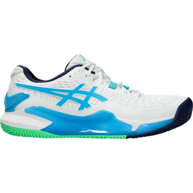 Chaussures ASICS Homme GEL-RESOLUTION 9 Terre Battue Blanc / Bleu AH 2024