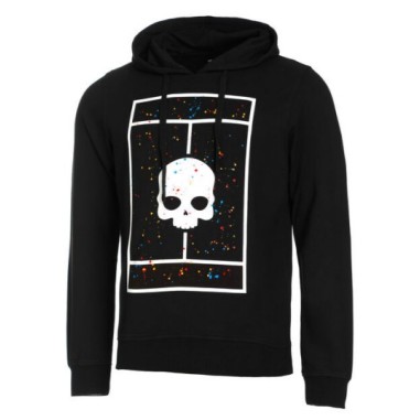 Sweat à capuche HYDROGEN Homme COURT HOODIE Noir / Blanc PE 2023