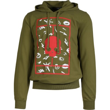 Sweat à capuche HYDROGEN Homme COURT HOODIE Vert / Rouge / Blanc AH 2023