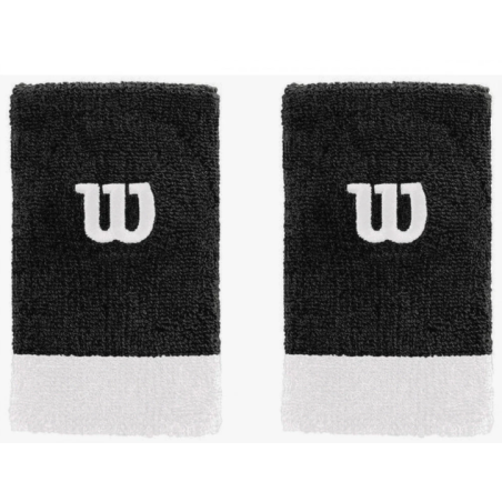 Poignets Eponge WILSON Extra Wide x2 Noir / Blanc 2024