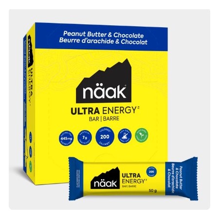 Barres ENERGETIQUE NAAK ULTRA ENERGY 200 Calories Beurre Caca et Choco 50g 2024