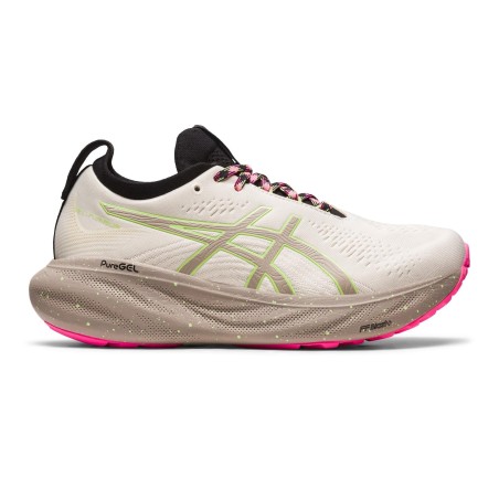 Chaussures Running ASICS Femme GEL-NIMBUS 25 TR Gris / Vert / Rose AH 2023