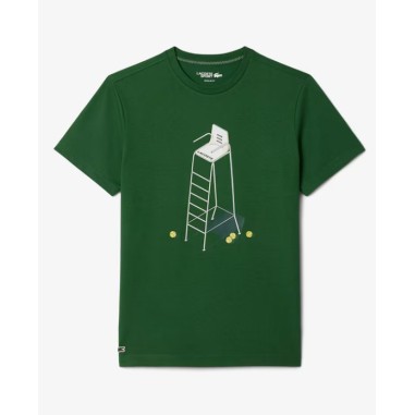 T-Shirt LACOSTE Homme ENNIS HERITAGE Vert / Blanc PE 2025