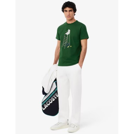 T-Shirt LACOSTE Homme ENNIS HERITAGE Vert / Blanc PE 2025