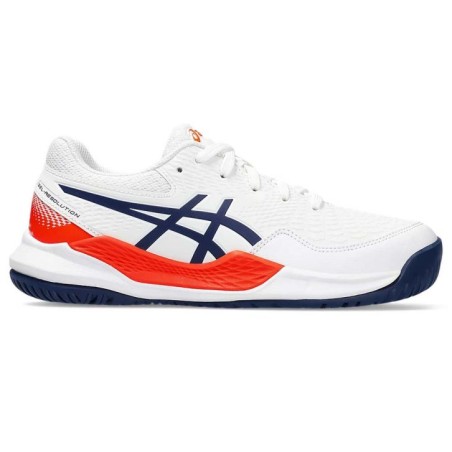 Chaussures ASICS Junior GEL-RESOLUTION 9 GS Blanc / Bleu / Orange PE 2024