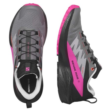 Chaussures Running SALOMON Femme SENSE RIDE 5 Grise / Fushia AH 2023