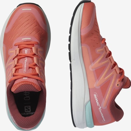 Chaussures Running SALOMON Femme SONIC 3 CONFIDENCE Corail/Blanc/Vert AH 2021