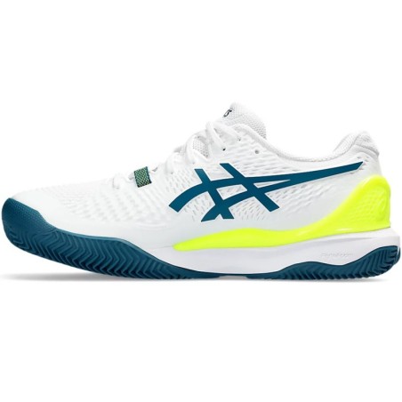 Chaussures ASICS Homme GEL-RESOLUTION 9 Terre Battue Blanc / Bleu / Fluo AH 2023