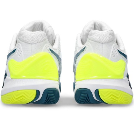 Chaussures ASICS Homme GEL-RESOLUTION 9 Terre Battue Blanc / Bleu / Fluo PE 2023