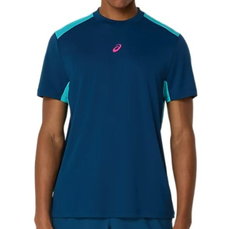 T-Shirts ASICS Homme PADEL COURT SS TOP Bleu / Turquoise / Rose PE 2025