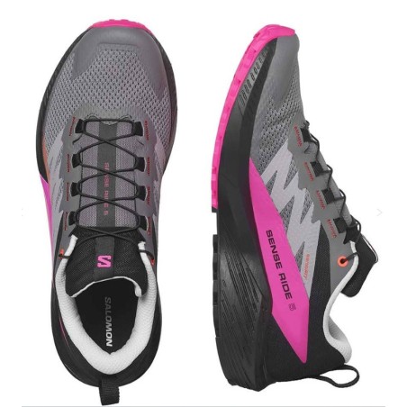 Chaussures Running SALOMON Homme SENSE RIDE 5 Gris / Fushia AH 2023