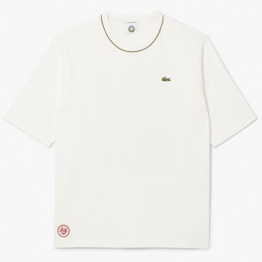 T-Shirt LACOSTE Homme CLUB ROLAND GARROS Blanc PE 2025