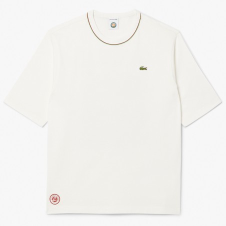 T-Shirt LACOSTE Homme CLUB ROLAND GARROS Blanc PE 2025