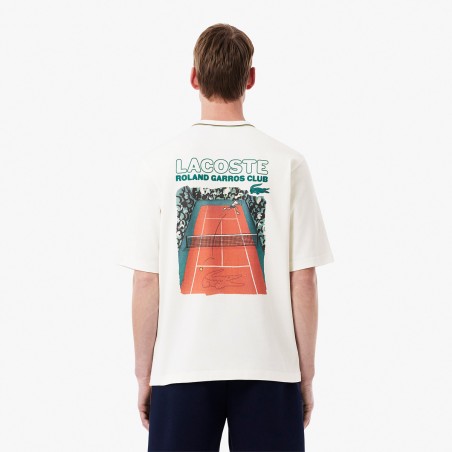 T-Shirt LACOSTE Homme CLUB ROLAND GARROS Blanc PE 2025