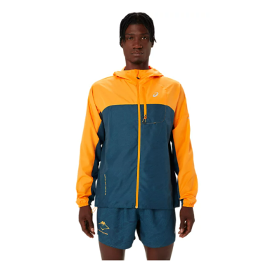 Veste Running ASICS Homme FUJITRAIL JACKET Bleu / Orange PE 2024